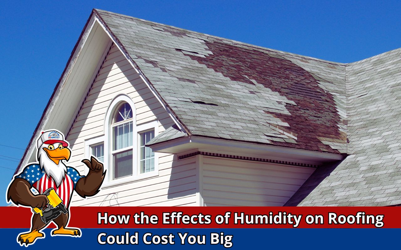 Roof showing signs of humidity damage such as dark streaks and warping