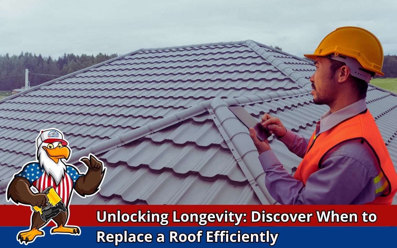 Homeowner inspecting roof shingles to determine when to replace a roof