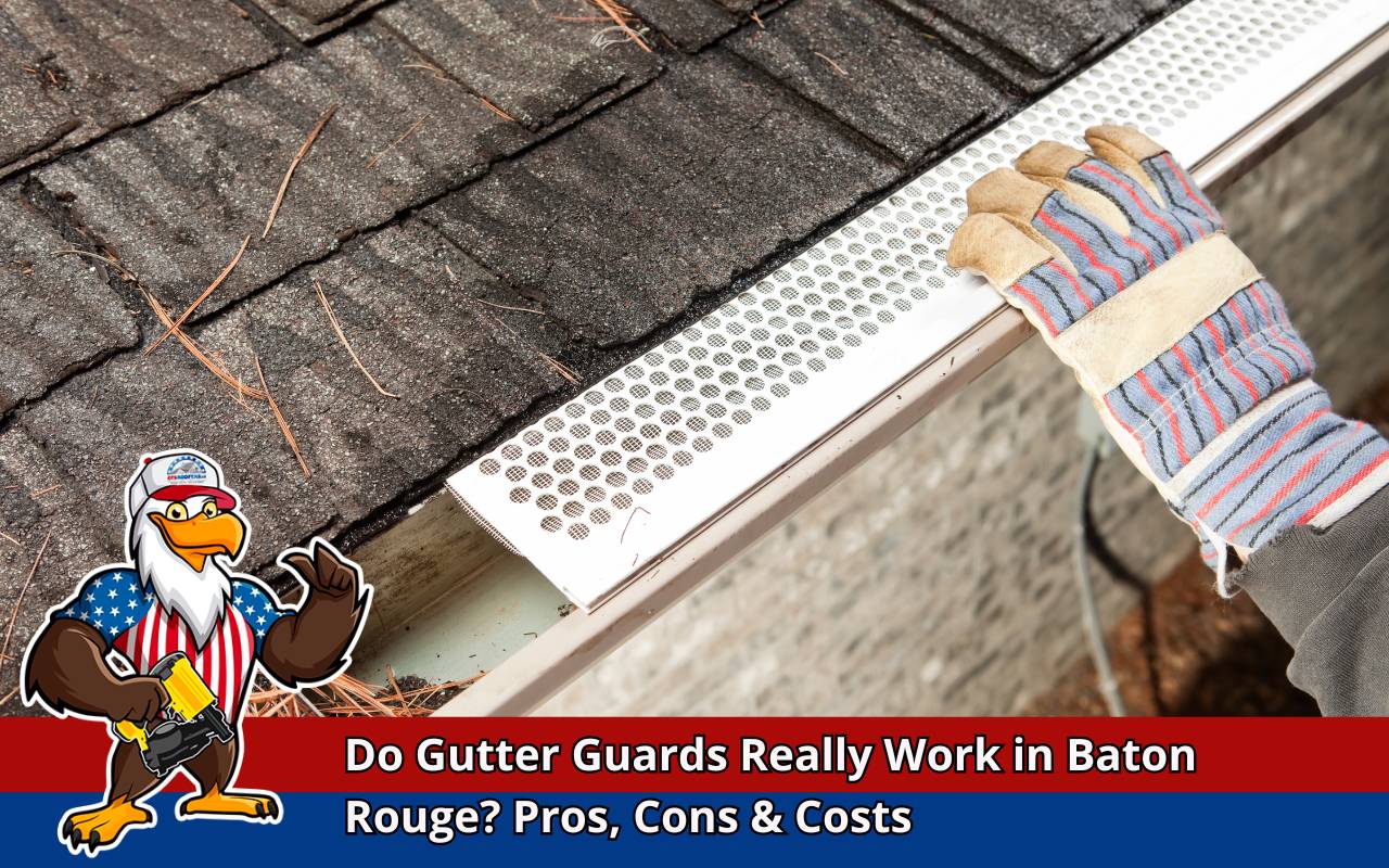Micro-mesh Gutter Guards Baton Rouge installation on oak-lined roof