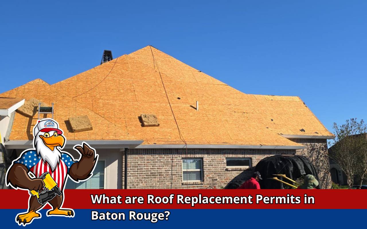 City inspector reviewing Roof Replacement Permits in Baton Rouge during a residential roof project