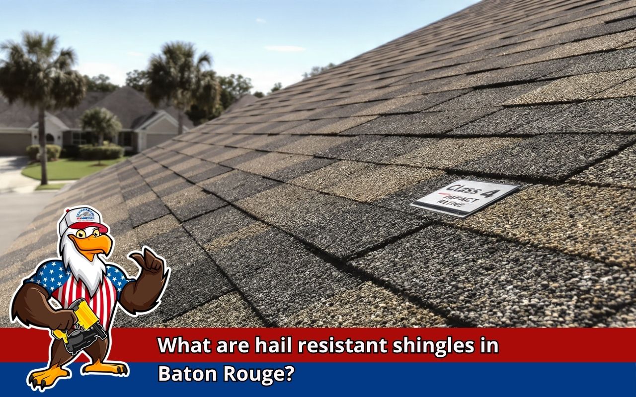 Hail Resistant Shingles in Baton Rouge showing a Class 4 impact rating label