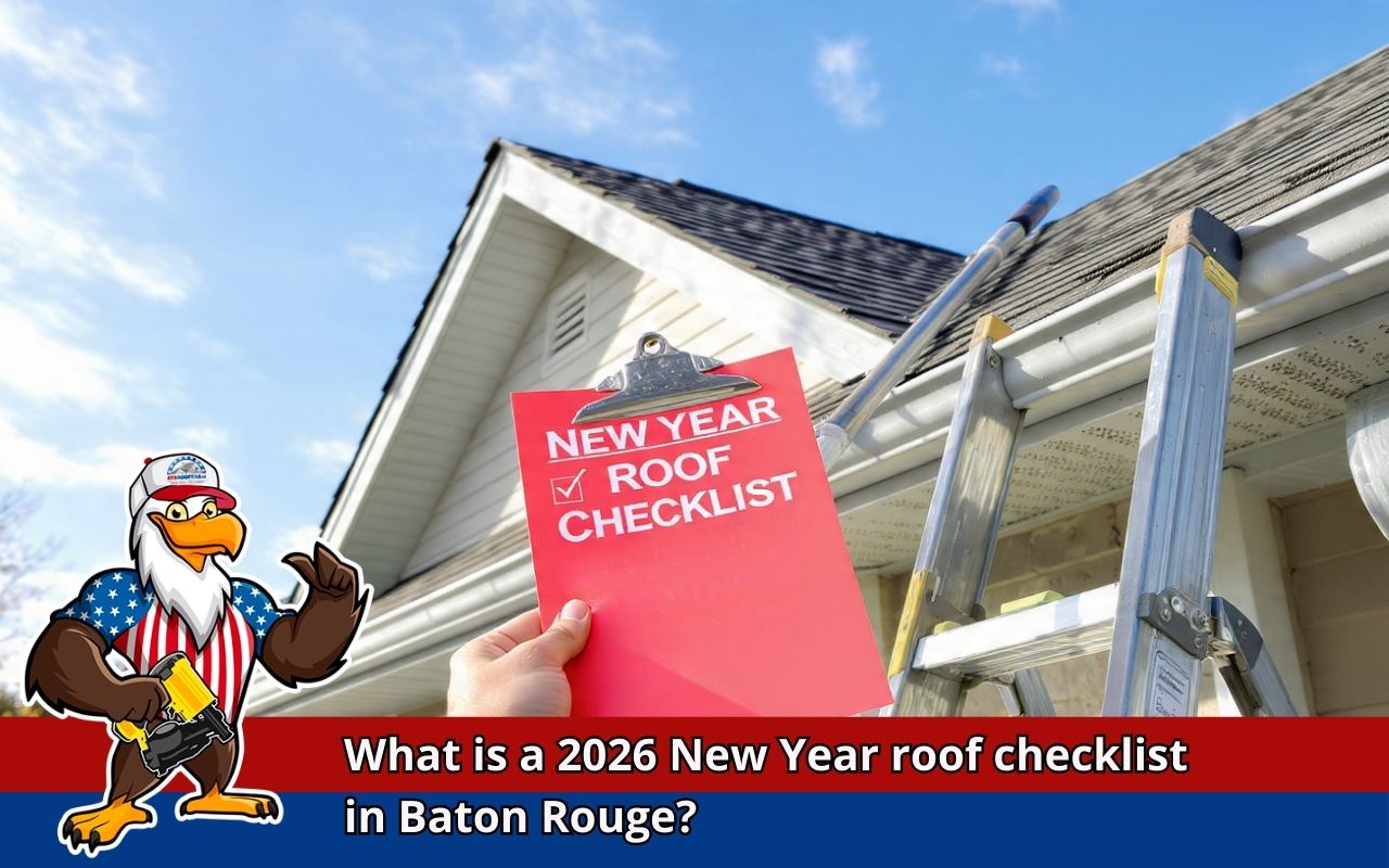 Homeowner doing an exterior scan using the New Year Roof Checklist Baton Rouge 2026